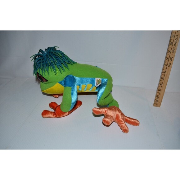 Zibbies Frog Stuffed Animal RARE Rubber crazy Hair Plush Toy Sensory - Picture 5 of 9